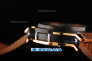 Hublot Big Bang Chronograph Quartz Movement PVD Bezel Rose Gold Case and Marking with Black Dial