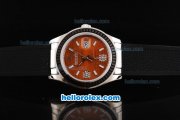 Rolex Datejust Oyster Perpetual Automatic Movement Orange Dial with Black Rubber Bezel and Black Rubber Strap Rolex Datejust Oyster Perpetual Automatic Movement Orange Dial with Black Rubber Bezel and Black Rubber Strap