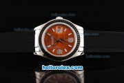 Rolex Datejust Oyster Perpetual Automatic Movement Orange Dial with Black Rubber Bezel and Black Rubber Strap