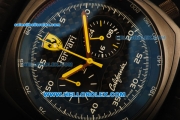 Ferrari California Chronograph Miyota Quartz Movement 7750 Coating/PVD Case with Black Dial and Black Leather Strap