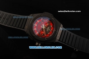 Hublot Big Bang Swiss Valjoux 7750 Automatic Movement PVD Case with Red Dial and Black Rubber Strap