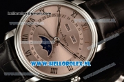 BlancPain Villeret Moonphase & Complete Calendar Miyota 9015 Automatic Steel Case with Silver Dial Roman Numeral Markers and Black Genuine Leather Strap (EF)