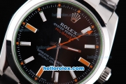 Rolex Milgauss Oyster Perpetual Automatic with Black Dial and White Case-Orange Hand-Stainless Steel Strap
