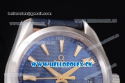Omega Seamaster Aqua Terra 150 M Clone 8500 Automatic Steel Case with Blue Dial Stick Markers and Blue Leather Strap (EF)
