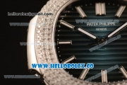 Patek Philippe Nautilus Miyota 9015 Automatic Diamonds/Steel Case with Blue Dial and Stick Markers (AAAF)