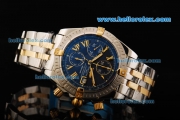 Breitling Chronomat Evolution Swiss Valjoux 7750 Automatic Movement Steel Case with Blue Dial and Two Tone Strap