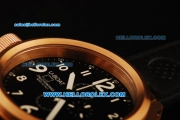 U-BOAT Italo Fontana Flightdeck Working Chronograph Quartz Rose Gold Case with Black Dial and White Number Marking-Small Calendar
