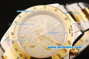 Rolex Daytona Chronograph Swiss Valjoux 7750 Automatic Movement Steel Case with Gold Bezel and Two Tone Strap