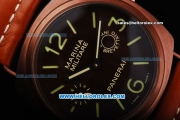 Panerai Marina Militare Manual Winding Movement Brown PVD Case with Black Dial and Green Markers