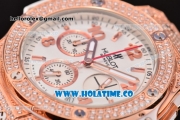 Hublot Big Bang Chrono Miyota OS20 Quartz Diamonds/Rose Gold Case with White Dial and Diamonds Bezel