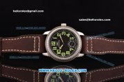 IWC Pilot's Vintage Asia 6497 Manual Winding Stainless Steel Case with Brown Leather Strap and Black Dial