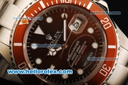 Rolex Submariner Automatic Movement Full Steel with Red Bezel and White Markers - Brown Dial