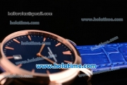 Vacheron Constantin Malte Miyota Quartz Rose Gold Case with Blue Leather Bracelet Blue Dial and Stick Markers