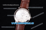 Audemars Piguet Jules Audemars Clone AP Calibre 3120 Automatic Steel Case with White Dial Roman Numeral Markers and Brown Leather Strap - 1:1 Original (EF)