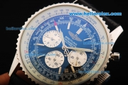 Breitling Navitimer Automatic Movement Silver Case with Black Dial and Silver Stick Marker-Black Leather Strap