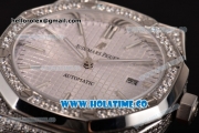 Audemars Piguet Royal Oak 41MM Miyota 9015 Automatic Steel/Diamonds Case with Diamonds Bezel White Dial and Stick Markers (EF)