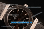 Hublot Classic Fusion 9015 Auto Steel Case with Stick Markers Black Dial and Black Leather Strap