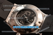 Hublot Classic Fusion Skeleton Tourbillon Asia Auto Steel Case with Skeleton Dial and Black Leather Strap