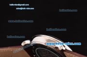 Cartier Rotonde De Tourbillon Asia 6497 Manual Winding Steel Case with White Dial and Brown Leather Strap