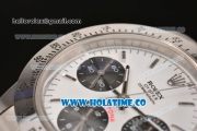 Rolex Daytona Swiss Valjoux 7750 Chronograph Movement White Dial with Silver Stick Marker and Black Subdials-SS Strap