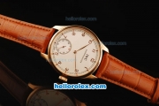 IWC Portuguese Asia 6497 Manual Winding Movement Rose Gold Case with White Dial and Rose Gold Arabic Numerals