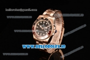 Rolex GTM-Master II 2836 Automatic Rose Gold Case with Black Dial Dots Markers and Steel Bracelet