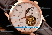 Jaeger-LECoultre Master RL10 Automatic Rose Gold Case with Brown Leather Strap and White Dial