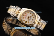 Rolex Datejust Oyster Perpetual Automatic Movement White Dial with Diamond Markers and Two Tone Strap-Lady Model