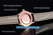Rolex Cellini Time Asia 2813 Automatic Rose Gold Case with White Dial Blue Leather Strap and Stick Markers