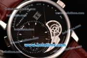 A.Lange&Sohne Lange 1 Tourbillon Asia Automatic Stainless Steel Case with Brown Leather Bracelet and Black Dial