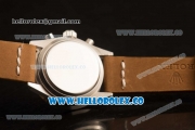 Rolex Daytona Vintage Edition Chrono Miyota OS20 Quartz Steel Case with White Dial and Brown Leather Strap