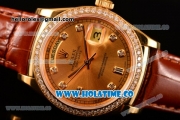 Rolex Day-Date Asia Automatic Yellow Gold Case with Diamonds Markers Gold Dial and Diamonds Bezel (BP)