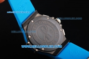 Hublot Big Bang Chronograph Swiss Quartz Movement PVD Case with Diamond Bezel and Blue Rubber Strap-Lady Model