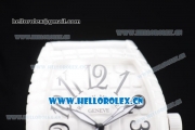 Franck Muller Black Croco Asia Automatic Ceramic Case with White Dial and Arabic Numeral Markers White Leather Strap