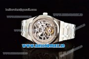 Audemars Piguet Royal Oak Skeleton Tourbillon Swiss Tourbillon Manual Winding Steel Case Skeleton Dial With Dots Markers Steel Bracelet