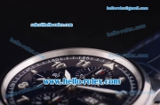 IWC Pilot Chronograph Swiss Valjoux 7750 Automatic Movement Steel Case with Blue Dial and Blue Leather Strap
