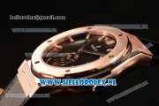 Hublot Classic Fusion Tourbillon Manual Winding Rose Gold Case with Black Dial and Black Leather Strap