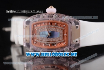 Richard Mille RM 07-02 Miyota 9015 Automatic Pink Sapphire Case with Blue MOP Dial and White Rubber Strap