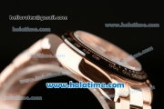 Rolex Daytona Chrono Swiss Valjoux 7750 Automatic Rose Gold Case with Stick Markers White Dial and Black Ceramic Bezel