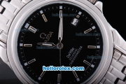 Omega Deville Co-Axial Chronometer Automatic with Black Dial and Silver Bezel