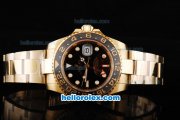 Rolex GMT Master II Automatic Movement Full Gold Case/Strap with Black Dial and Ceramic Bezel