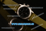 Rolex Explorer Chronograph Miyota OS20 Quartz Steel Case with Black Dial and Green Leather Strap