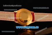Rolex Cellini Time Asia 2813 Automatic Yellow Gold Case with Red Dial and Stick Markers