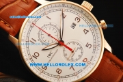 IWC Portuguese Yacht Club Chronograph Quartz Movement Rose Gold Case with White Dial and Leather Strap