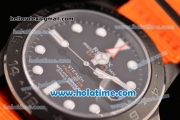 Rolex Pro-Hunter Explorer II Asia 2813/Swiss ETA 2836/Clone Rolex 3187/Super Clone 3187 Automatic Full PVD with Black Dial and Orange Nylon Strap - 1:1 Original (BP)