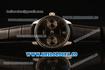 IWC Portuguese Automatic Clone IWC 52010 Automatic Steel Case with Gray Dial and Black Leather Strap - (AAAF)