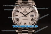 Rolex Day-Date Swiss ETA 2836 Automatic Steel Case with White Dial and Steel Bracelet - (BP)