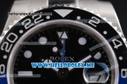 Rolex GMT-Master II Clone Rolex 3186 Automatic Stainless Steel Case/Bracelet with Black Dial and Dot Markers Black/Blue Bezel (BP)