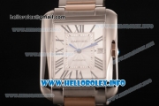Cartier Tank Anglaise Miyota 9015 Automatic Two Tone Case/Bracelet with Silver Dial and Roman Numeral Markers