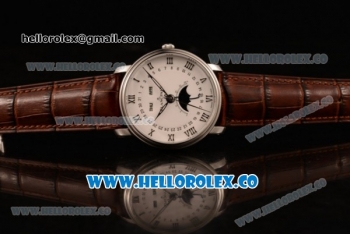 BlancPain Villeret Miyota 9015 Automatic Steel Case with White Dial and Brown Leather Strap - (AAAF)